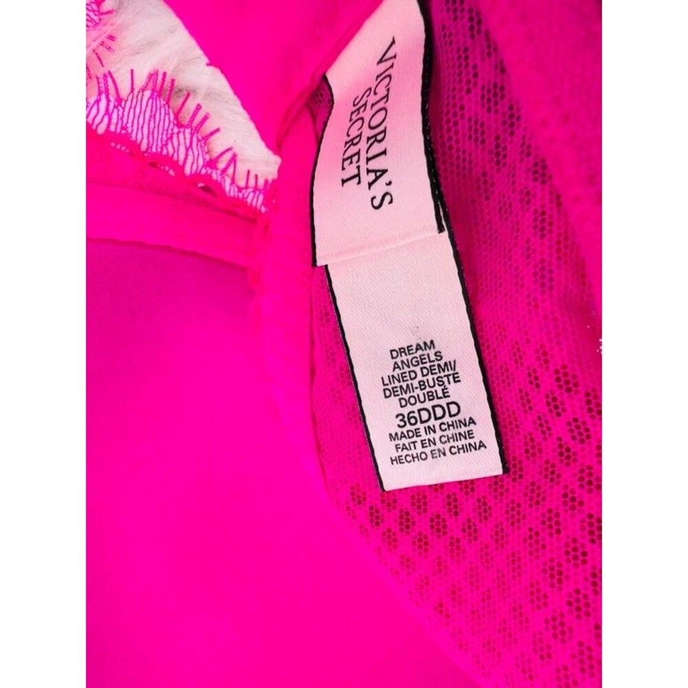 Victoria’s Secret Dream Angels Lined Demi Bra 36DDD Magenta Pink Floral Lace - Picture 6 of 9
